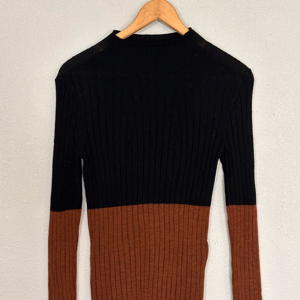 Banana Republic Black and Brown Crewneck Sweater Merino Wool
